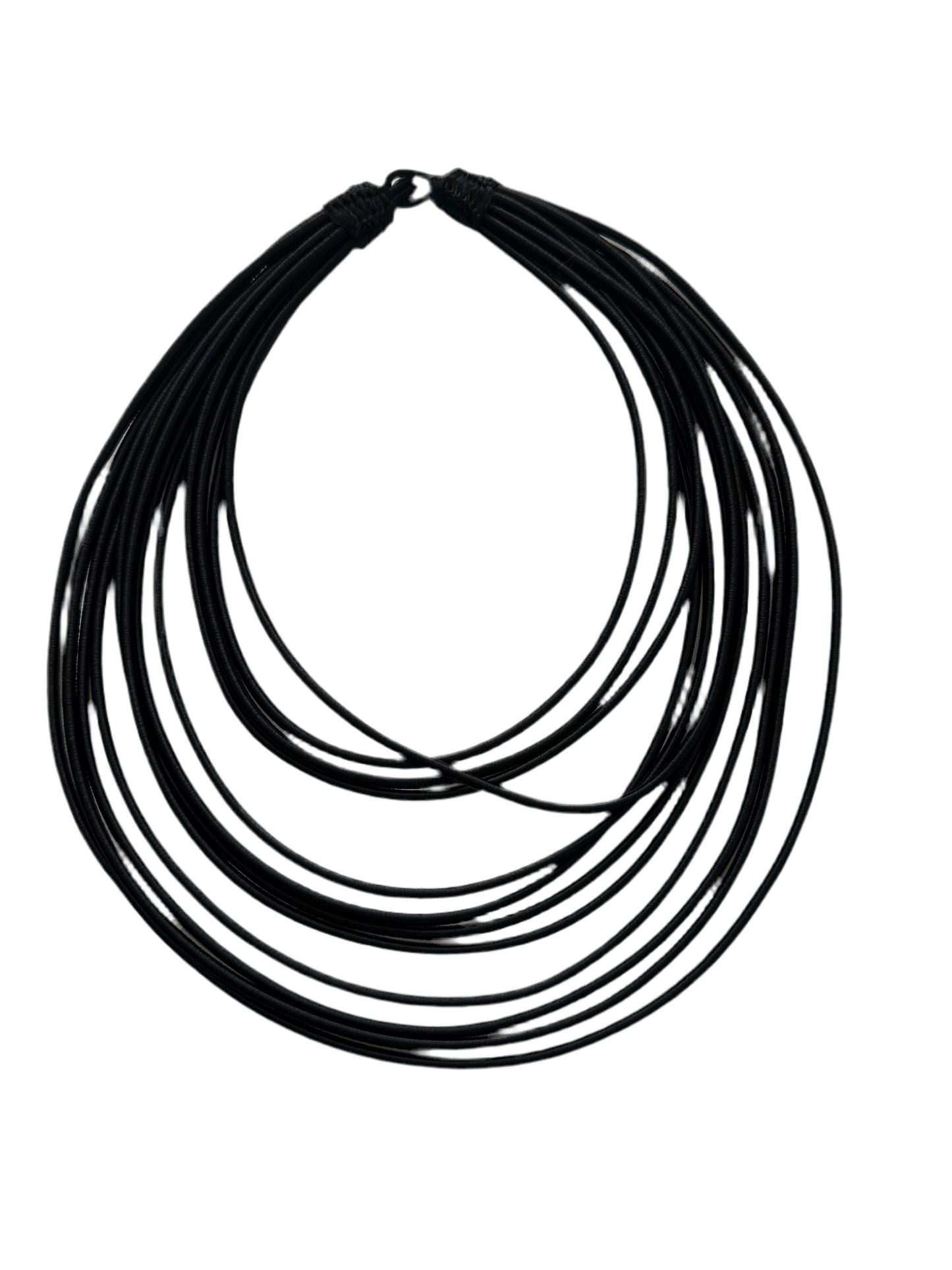 12 Strand silk layered necklace - Black