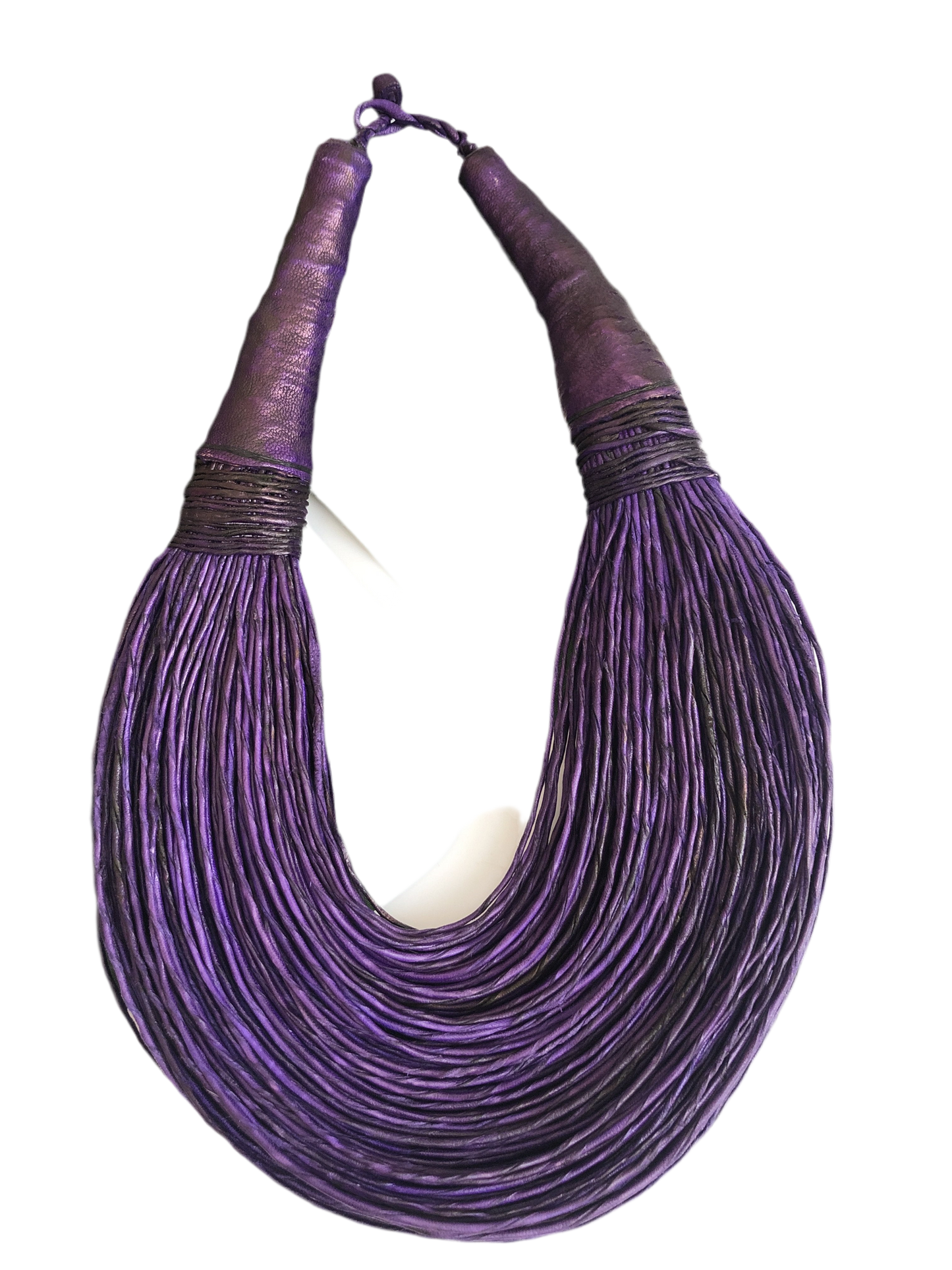 Purple leather layered statement necklace