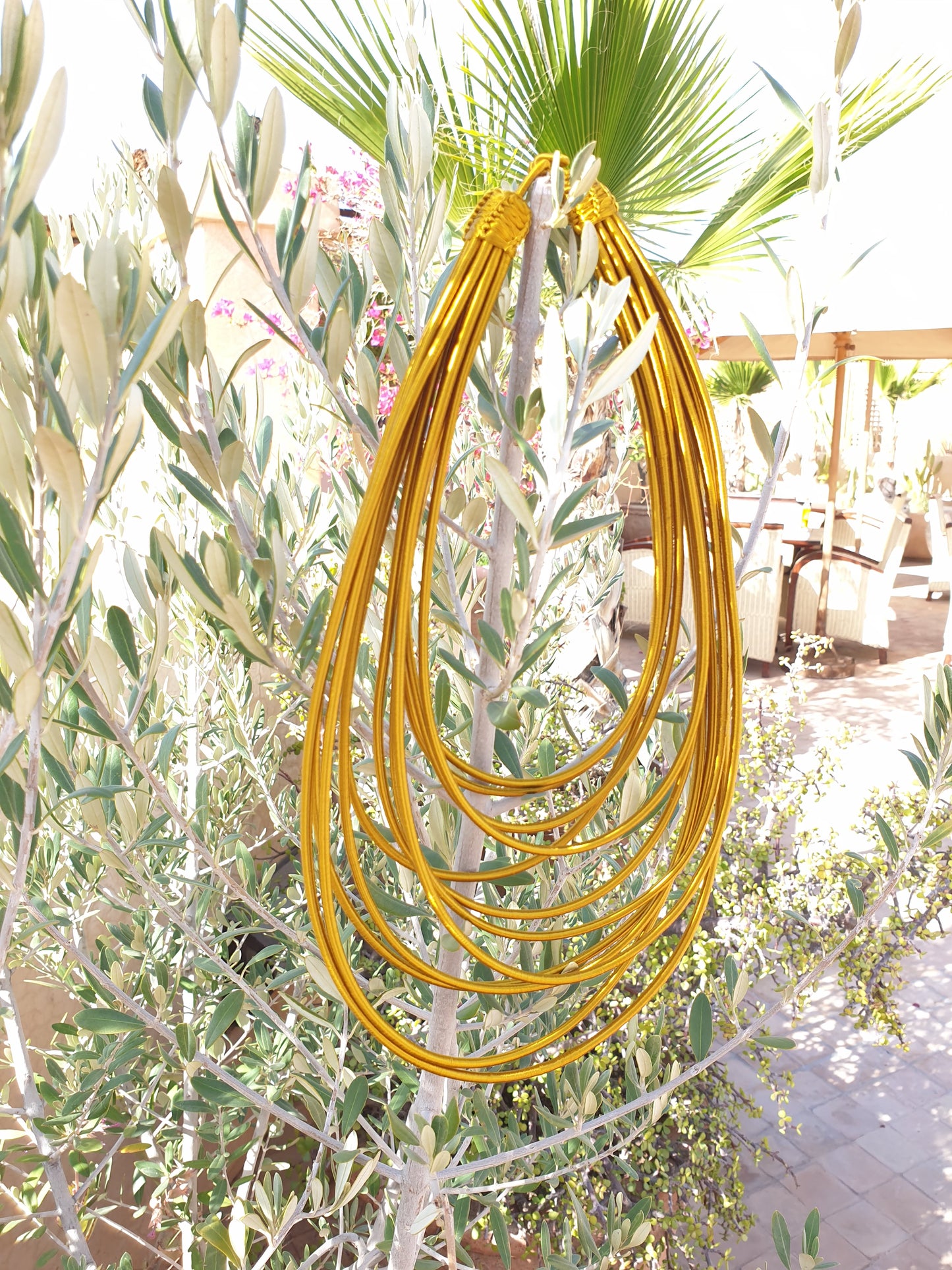 12 strand - mustard silk rope layered statement necklace