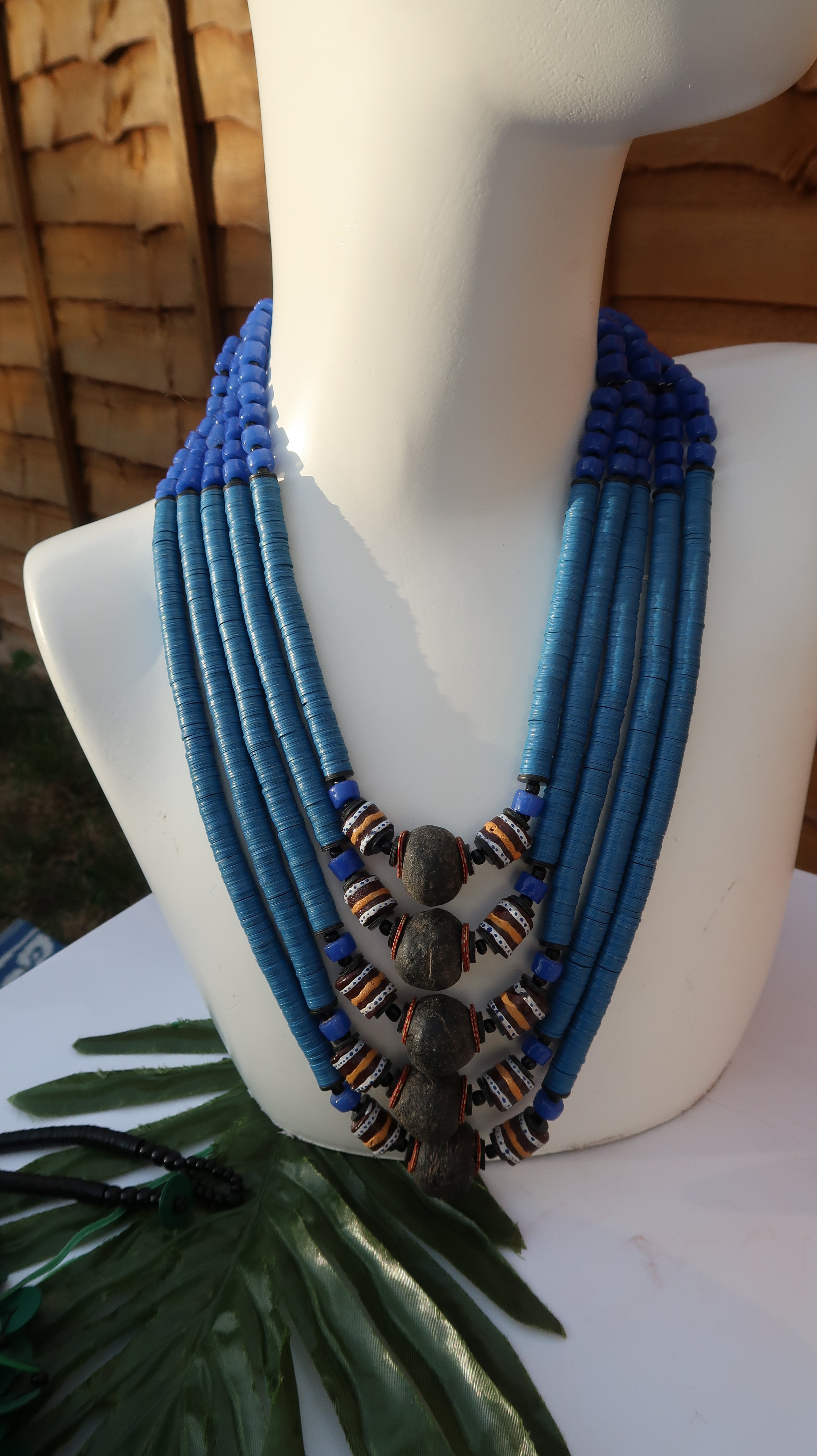 Blue fashion statement necklace