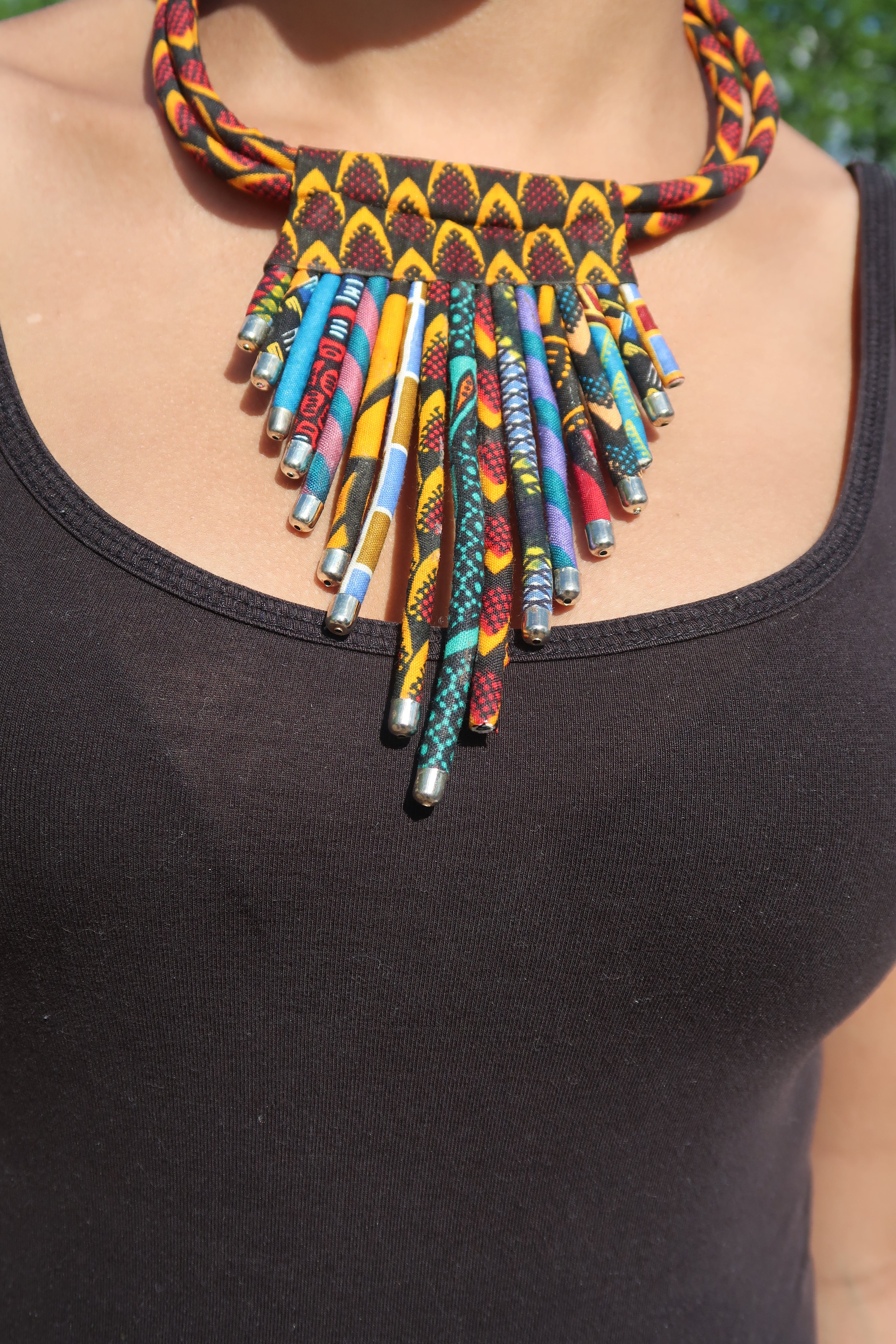 Statement necklace, gifts for her, African pendant, African bone beads —  San José Made