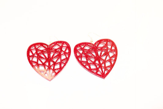 Red heart earrings