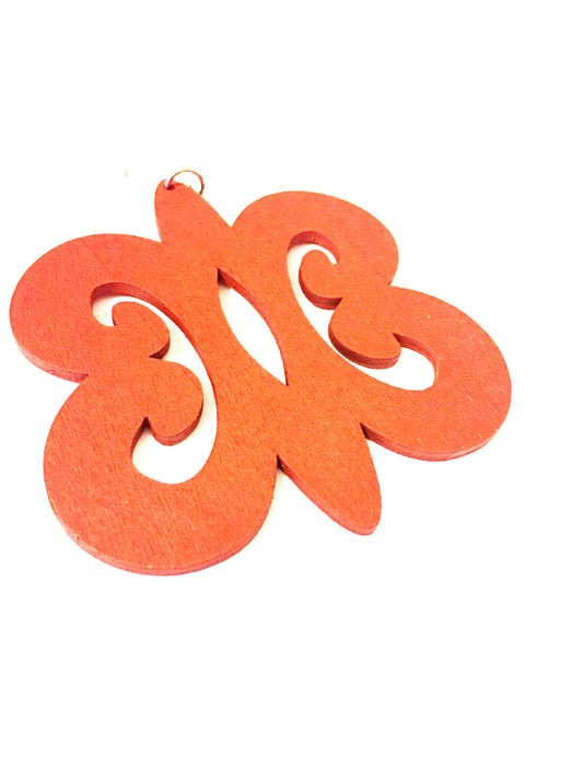 Adinkra red wooden earrings