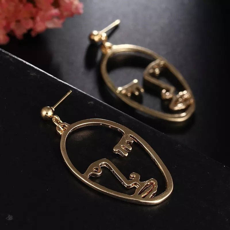 Abstract Stylish Hollow Out Face Statement Earrings